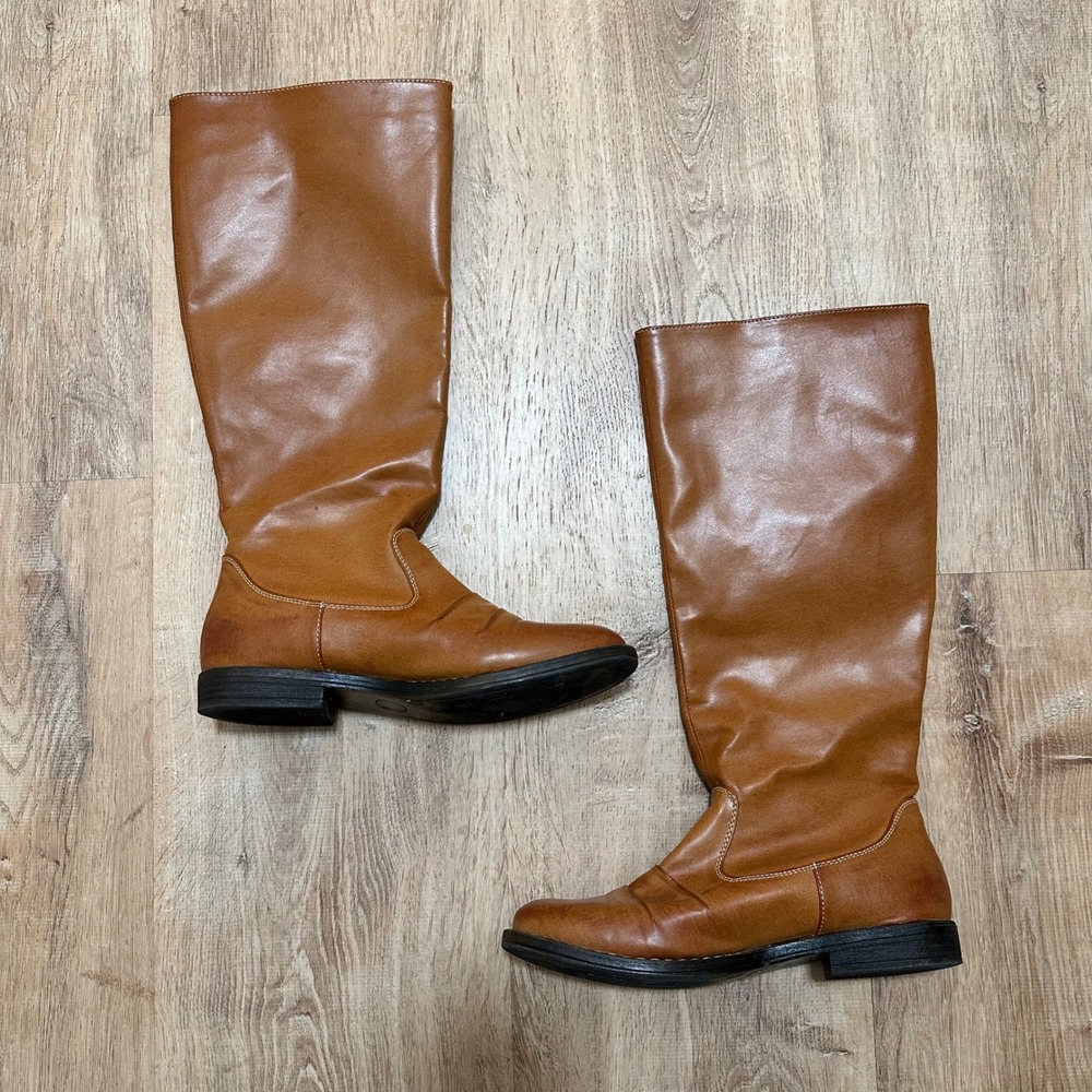 Limelight | Woman's Charley Cognac Brown Faux Leather Tall Riding Boots, Size 8